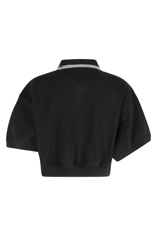  알렉산더 왕 폴로 티셔츠 릴렉스드 크롭 시큰 폴로 셔츠 블랙 - ALEXANDER WANG