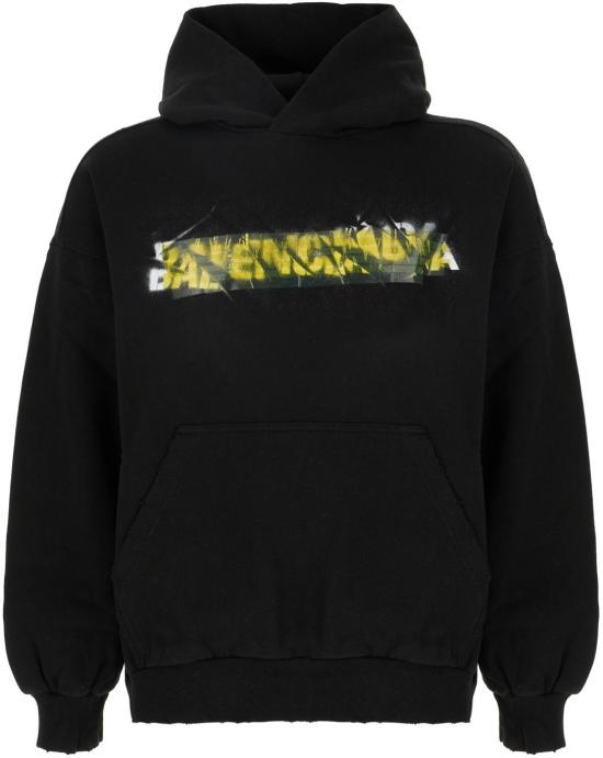 26SS 발렌시아가 후드 티셔츠 871956TUVI91000 BLACK