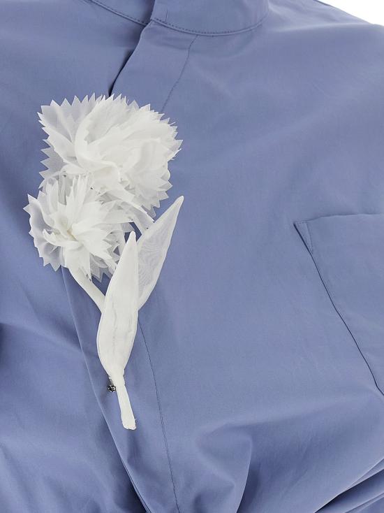  셀프 포트레이트 블라우스 블루 코튼 타이 사이드 탑 - SELF PORTRAIT