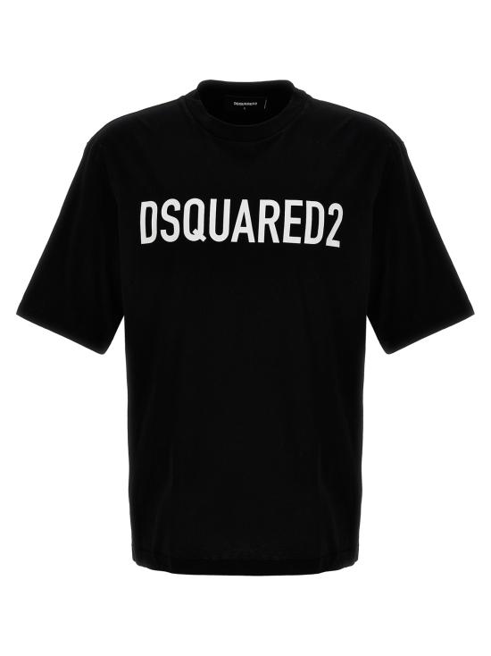  디스퀘어드2 탑 Dsquared2 로고 프린트 티셔츠 화이트/블랙