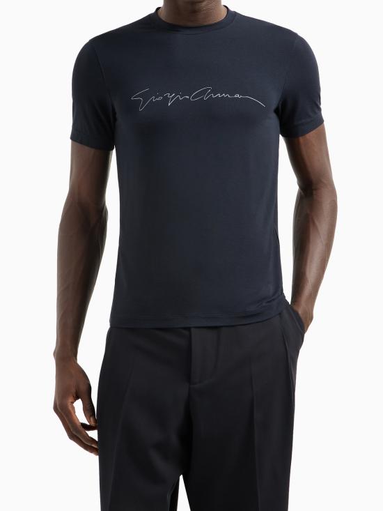  조르지오 아르마니 탑 티셔츠 블루 - GIORGIO ARMANI