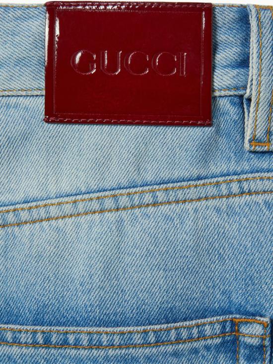  구찌 데님 팬츠 미드라이즈 플레어 팬츠 인증 진 블루 - GUCCI