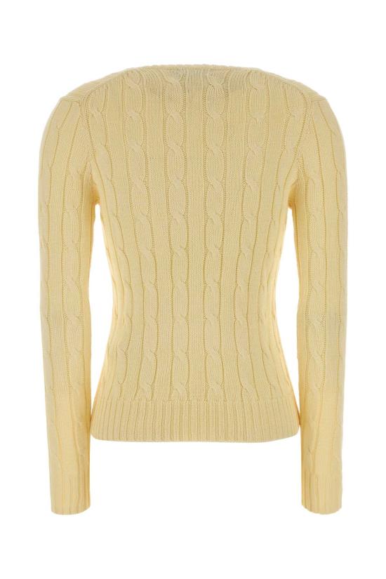26SS 폴로 랄프로렌 포니로고 피마 코튼 케이블 니트 V넥 스웨터 211971870 011 Yellow - POLO RALPH LAUREN