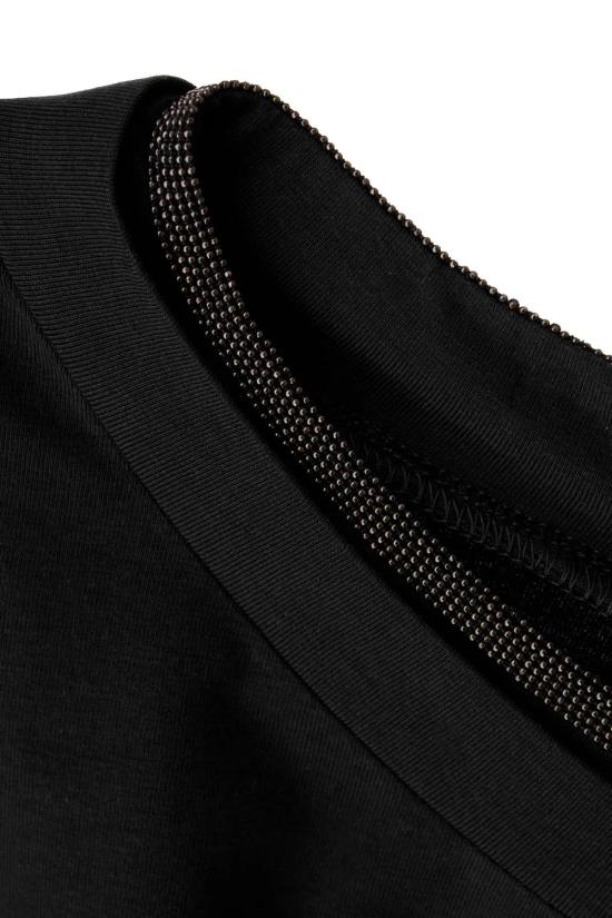 25FW 브루넬로 쿠치넬리 콘트라스트 트림 코튼 티셔츠 M0T18BD200C101 Black - BRUNELLO CUCINELLI