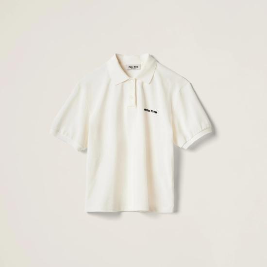 26FW 미우미우 폴로 티셔츠 MJN53514RWF0009 S OOO White