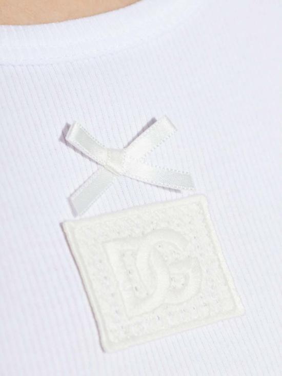 26SS 돌체앤가바나 DG 자수 & 라인스톤 립 탱크탑 F8V40ZGDDCPW0800 White - DOLCE & GABBANA