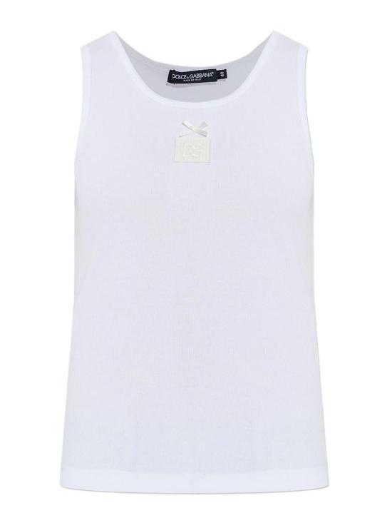 26SS 돌체앤가바나 DG 자수 & 라인스톤 립 탱크탑 F8V40ZGDDCPW0800 White