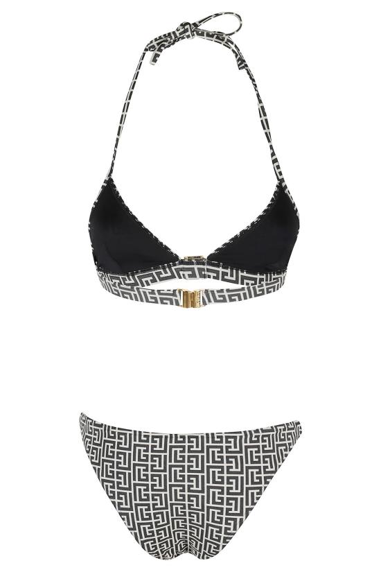  발망 비키니 수영복 트라이앵글 비키니 아이보리 블랙 - BALMAIN
