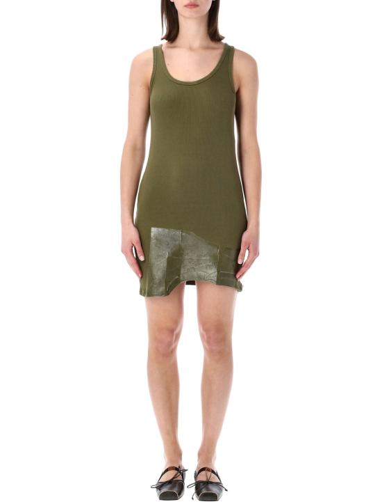  마르지엘라 숏 원피스 메종  테이프 장식 골지 미니 드레스 (올리브 색상)