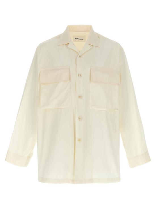  질샌더 탑 질 샌더 로고 자수 셔츠