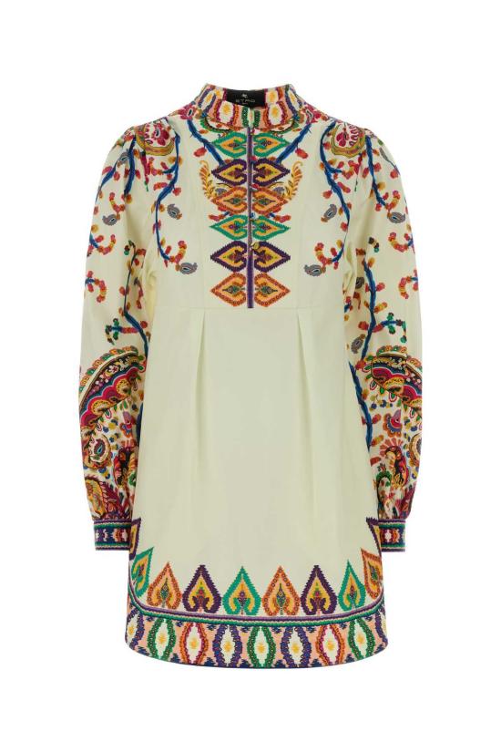  에트로 원피스 크림 포플린 드레스