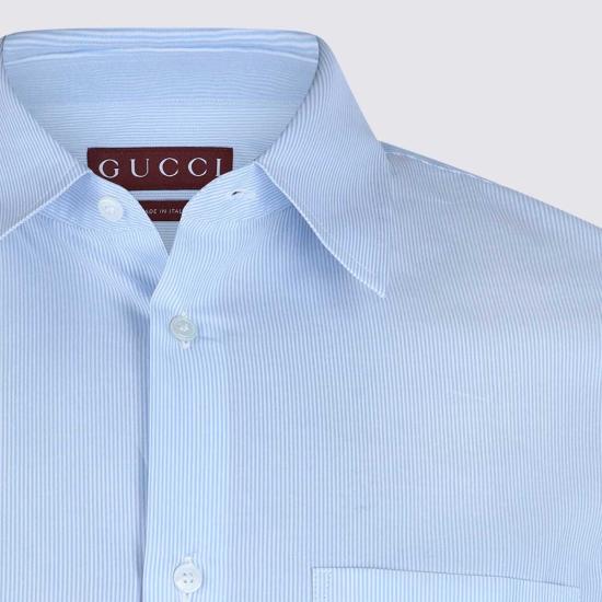  구찌 셔츠 긴팔 가는 줄무늬  블루 - GUCCI