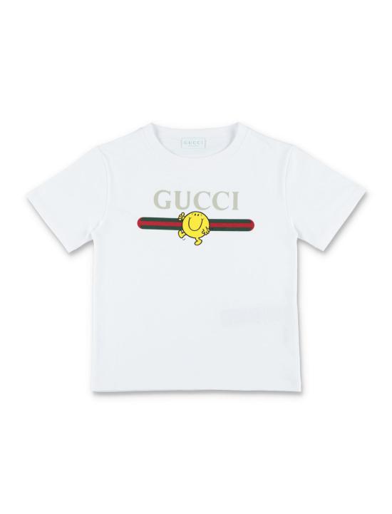  [키즈] 구찌 탑 아동용  로고 티셔츠 옵티컬 화이트