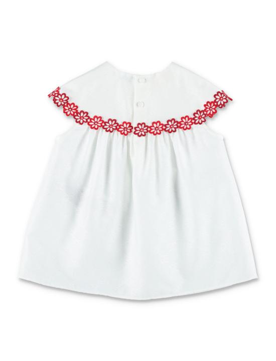  [키즈] 구찌 원피스 키즈 자수 코튼 드레스 화이트/레드 - GUCCI