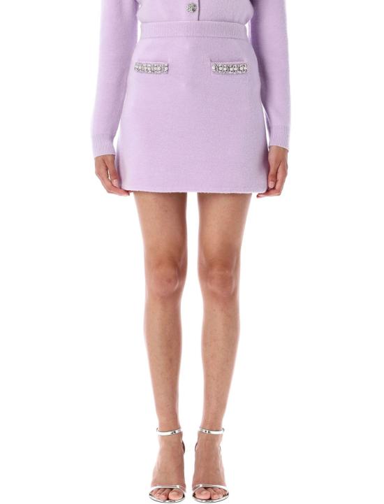  셀프 포트레이트 스커트 크리스탈 트림 니트  라일락