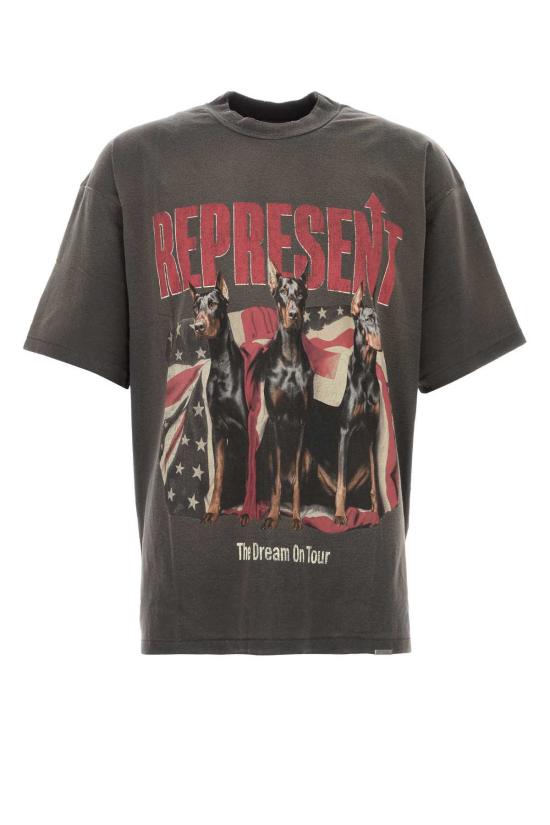  리프레젠트 탑 Represent 차콜 코튼 블렌드 오버사이즈 티셔츠 선페이드그레이