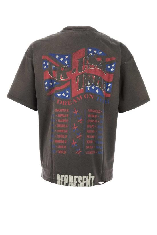  리프레젠트 탑 Represent 차콜 코튼 블렌드 오버사이즈 티셔츠 선페이드그레이 - REPRESENT