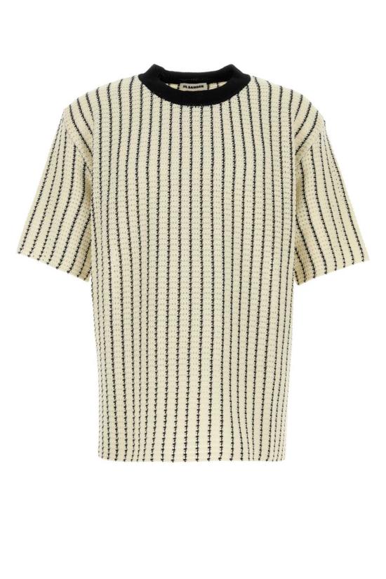  질샌더 탑 질 샌더 자수 크로셰 티셔츠 솔트+페퍼