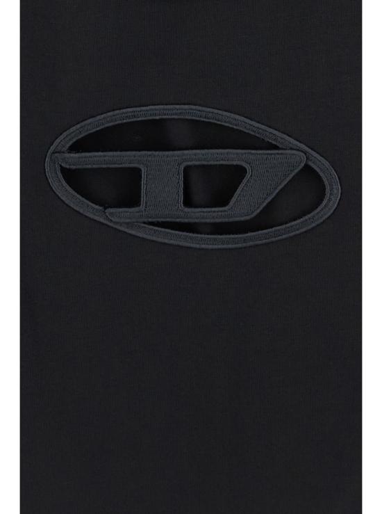  디젤 숏 원피스 오벌 D컷아웃 스트레치 코튼 숏드레스 블랙 - DIESEL