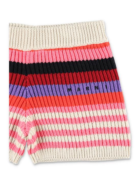  [키즈] 마르니 쇼츠/버뮤다 키즈 스트라이프 코튼 니트 퀼로트 팬츠 (멀티 컬러) - MARNI