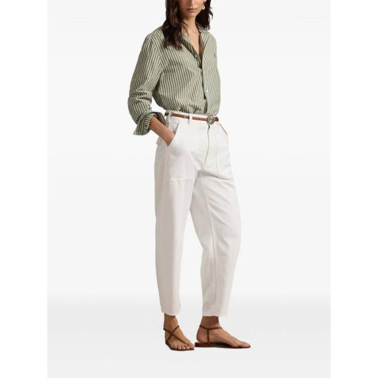  랄프 로렌 탑 블루 코튼 린넨 셔츠 - RALPH LAUREN