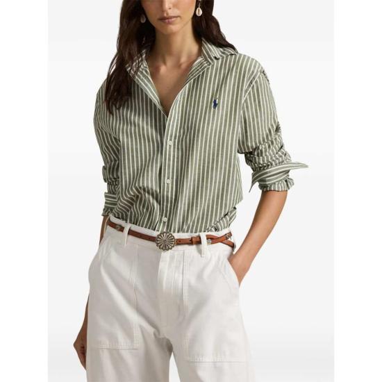  랄프 로렌 탑 블루 코튼 린넨 셔츠 - RALPH LAUREN