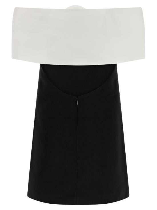  셀프 포트레이트 숏 원피스 블랙 크레이프 플라워 미니 드레스 화이트/블랙 - SELF PORTRAIT