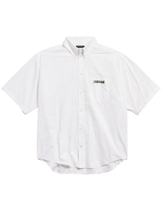 26SS 발렌시아가 마스킹 테이프 라지 핏 롱 슬리브 셔츠 857810 TRM28 9000 WHITE