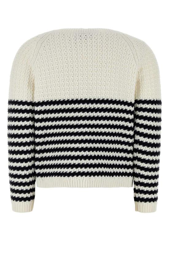  구찌 스웨터 자수 코튼  화이트/네이비 - GUCCI