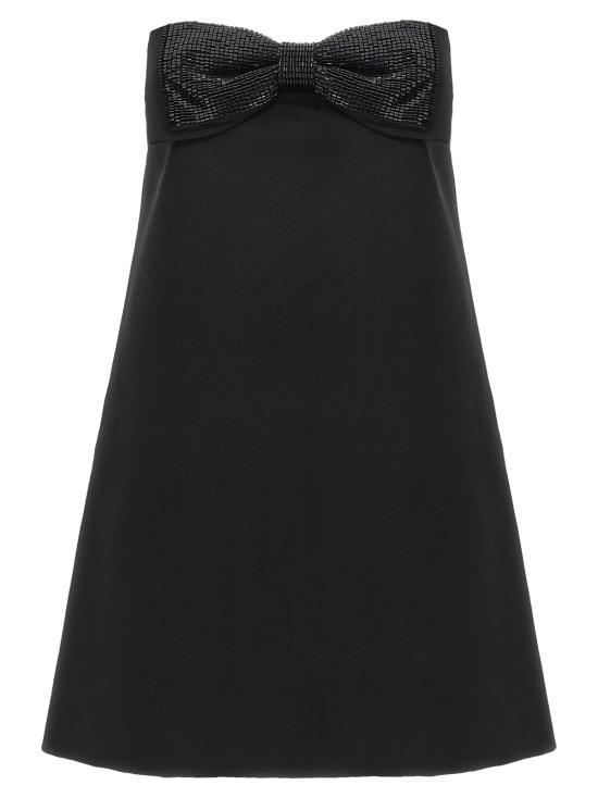  셀프 포트레이트 숏 원피스 크레이프 반도 미니 드레스 블랙