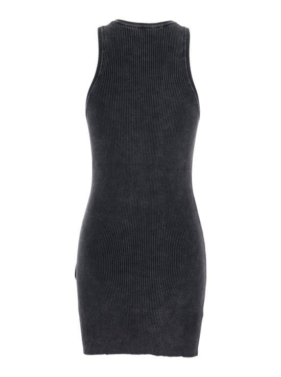  디젤 원피스 민소매 크루넥 컷아웃 로고 앞면 골지 코튼 드레스 - DIESEL