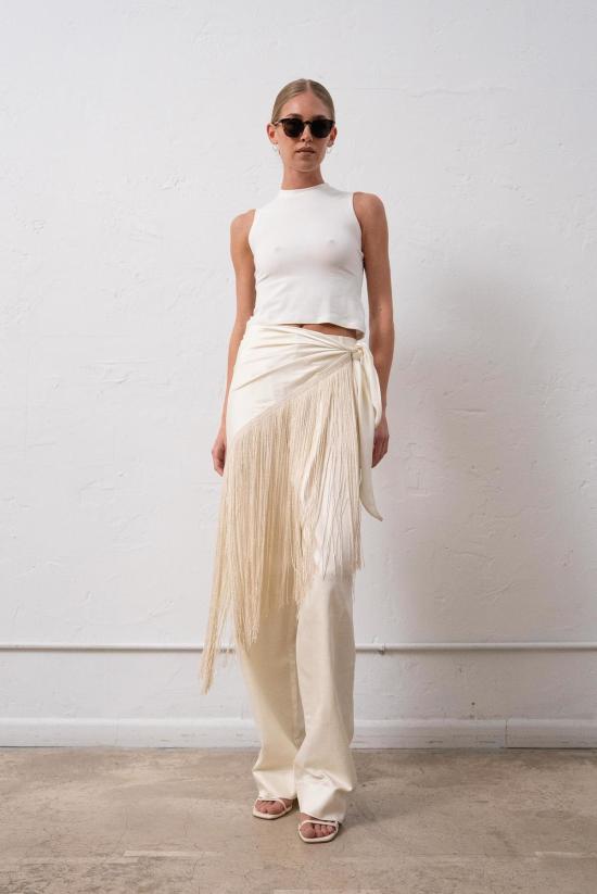  파렌테지 머플러/스카프 프린지 실크 스카프 아이보리