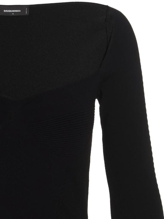  디스퀘어드2 원피스 Dsquared2 골지 비스코스 드레스 블랙 - DSQUARED2