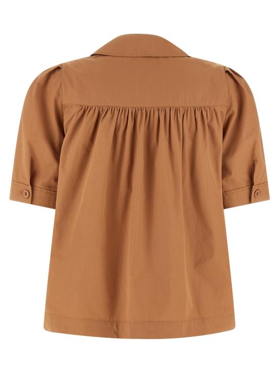  끌로에 탑 로고 자수 코튼 셔츠 브라운 - CHLOE