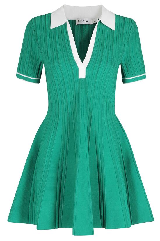  조나단 심카이 숏 원피스 Jonathan Simkhai 페이지 니트 폴로 미니 드레스 그린