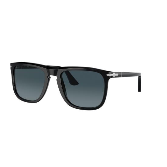 26SS 페르솔 선글라스 0Po3336s 메탈릭 디테일이 있는 직사각형 블랙 아세테이트 - PERSOL