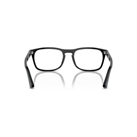 26SS 페르솔 안경 0Po3344v 실버 액센트가 있는 유광 블랙 아세테이트 직사각형 프레임 - PERSOL