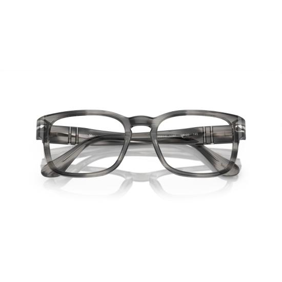 26SS 페르솔 안경 0Po3334v 반투명 아세테이트 직사각형 안경테 (금속 디테일 포함) - PERSOL