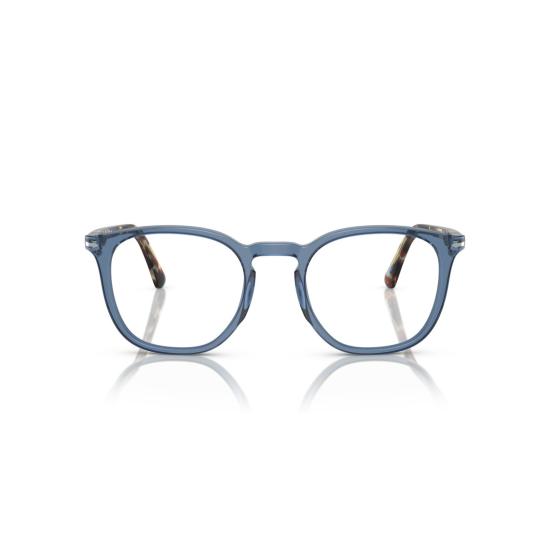 26SS 페르솔 선글라스 0Po3318v 반투명 파란색 프레임의 둥근 사각형 안경
