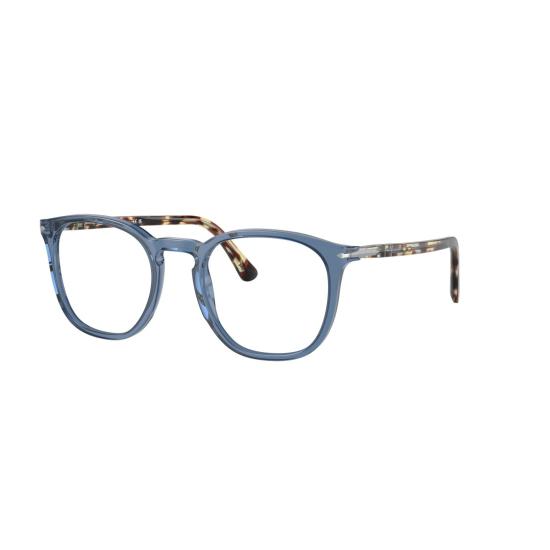 26SS 페르솔 안경 0Po3318v 반투명 파란색 프레임의 둥근 사각형 안경 - PERSOL