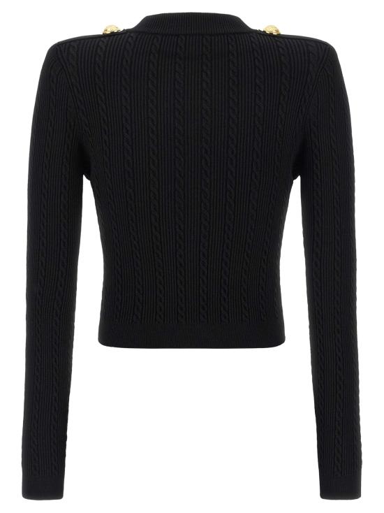  발망 가디건 트위스트 니트  블랙 - BALMAIN