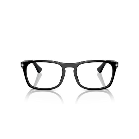 26SS 페르솔 선글라스 0Po3344v 실버 액센트가 있는 직사각형 블랙 아세테이트 안경