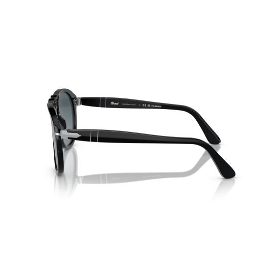 26SS 페르솔 선글라스 0Po0649 실버 액센트가 있는 유광 블랙 에비에이터 - PERSOL
