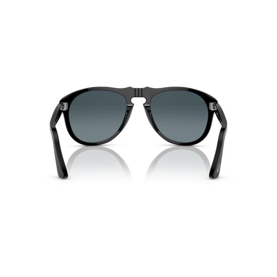 26SS 페르솔 선글라스 0Po0649 실버 액센트가 있는 유광 블랙 에비에이터 - PERSOL