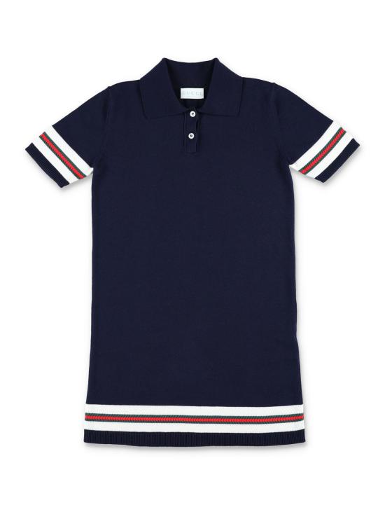  [키즈] 구찌 원피스 키즈 웹 스트라이프 폴로 드레스 잉크/화이트