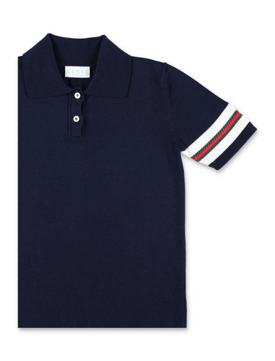  [키즈] 구찌 원피스 키즈 웹 스트라이프 폴로 드레스 잉크/화이트 - GUCCI