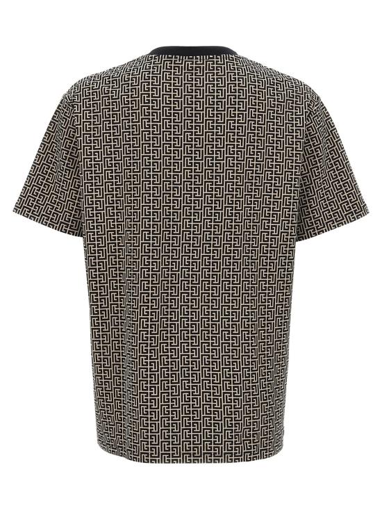  발망 탑 모노그램 쿠튀르 티셔츠 화이트/블랙 - BALMAIN