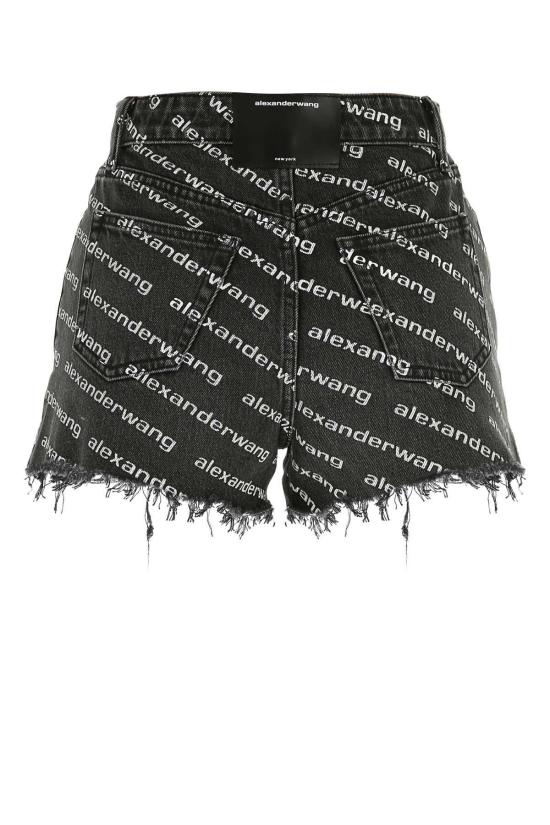  알렉산더 왕 데님 숏팬츠 프린트 데님 쇼츠 그레이에이지화이트 - ALEXANDER WANG