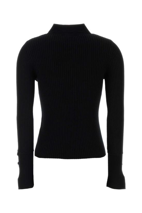  쿠레쥬 긴팔 티셔츠 쿠레주 비스코스 혼방 폴로 셔츠 블랙 - COURREGES