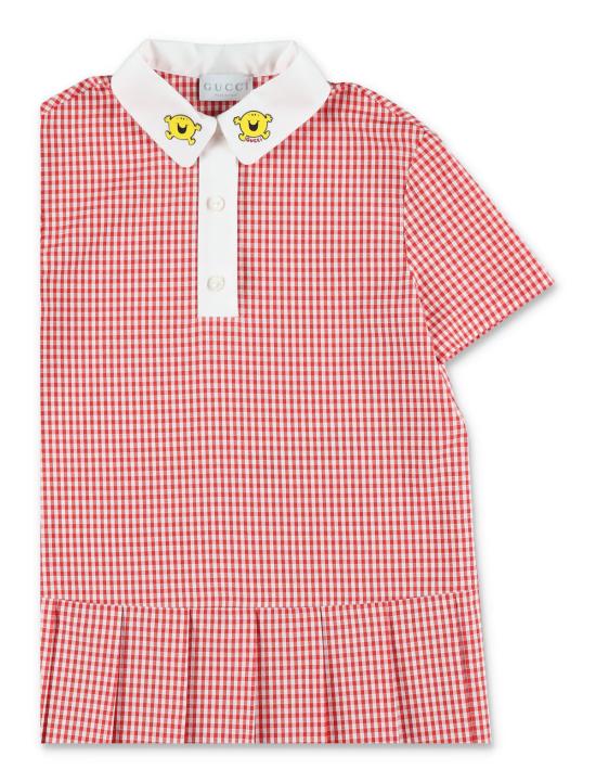  [키즈] 구찌 원피스 키즈 걸즈 체크 코튼 드레스 레드/화이트 - GUCCI